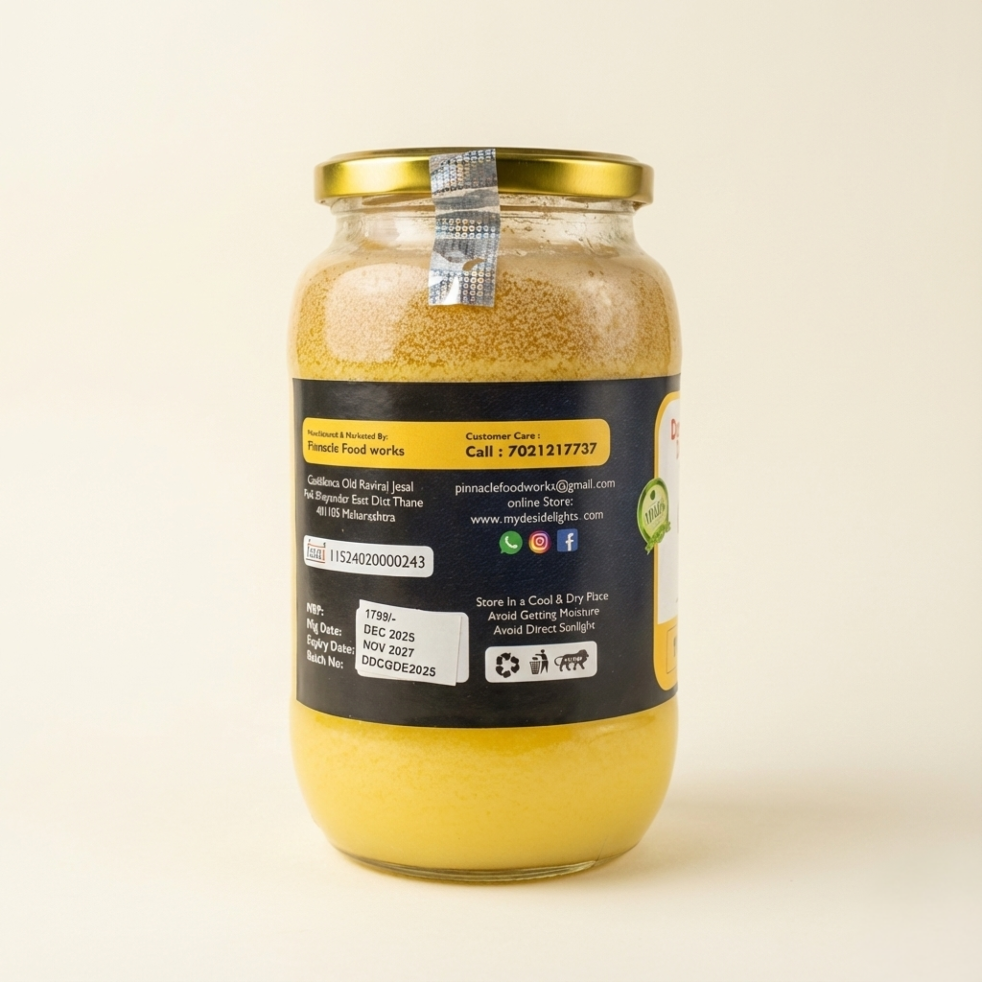100% Pure Traditional Desi Bilona Cow Ghee - Slow Churned